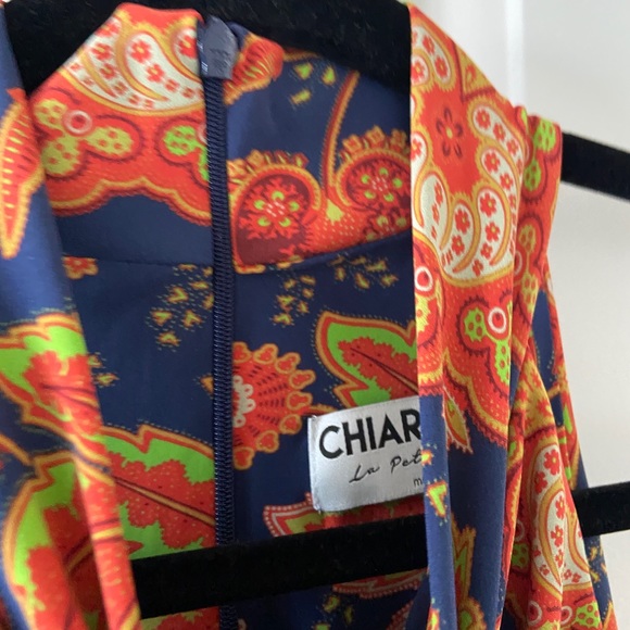 Chiara Boni La Petite Robe Women's Orange And Blue Leaves Dress Size 44 US 8 - Picture 5 of 5